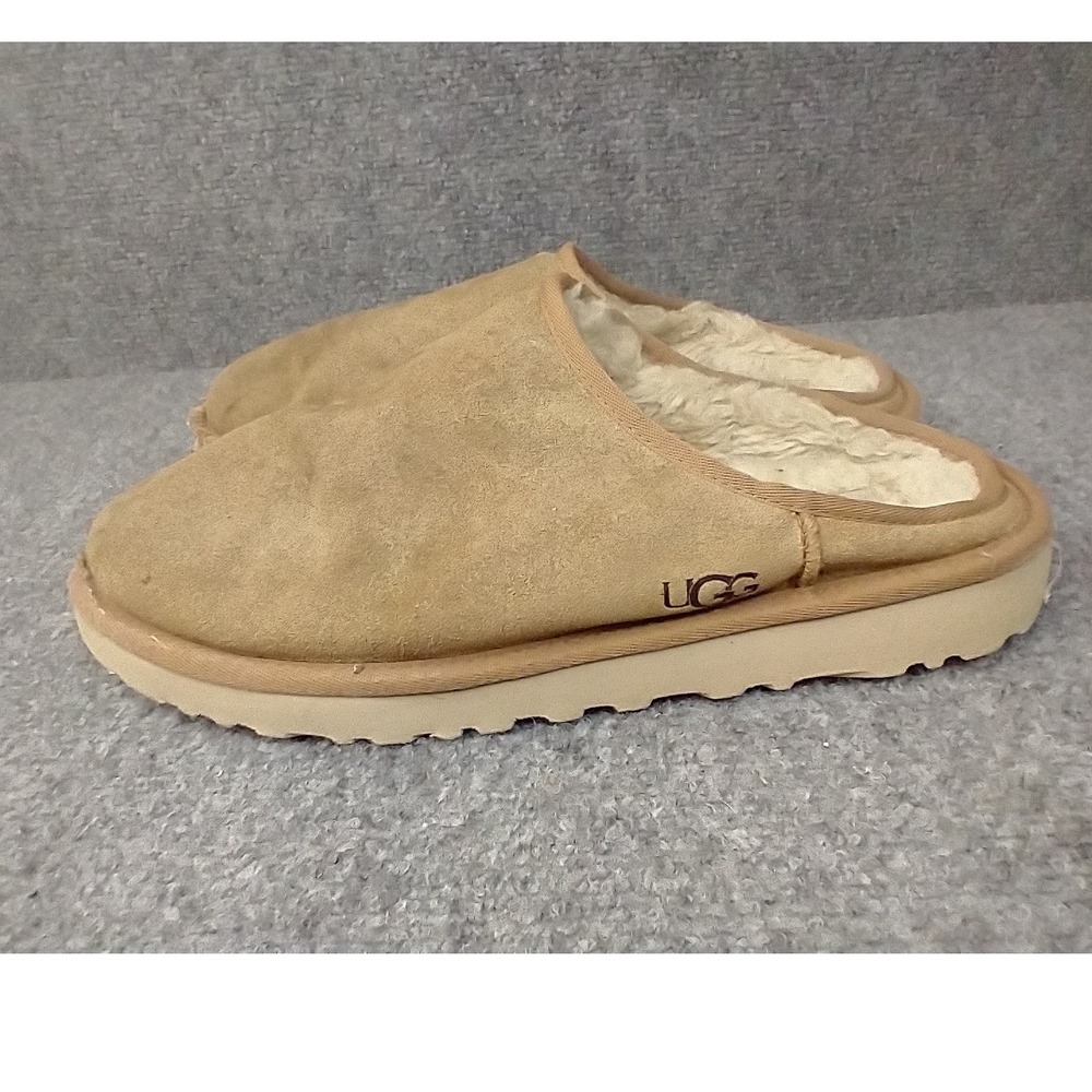 UGG Tasman LTA Slippers Mens Size 10 Chestnut Suede Shearling Mules 1129290 - Picture 4 of 9